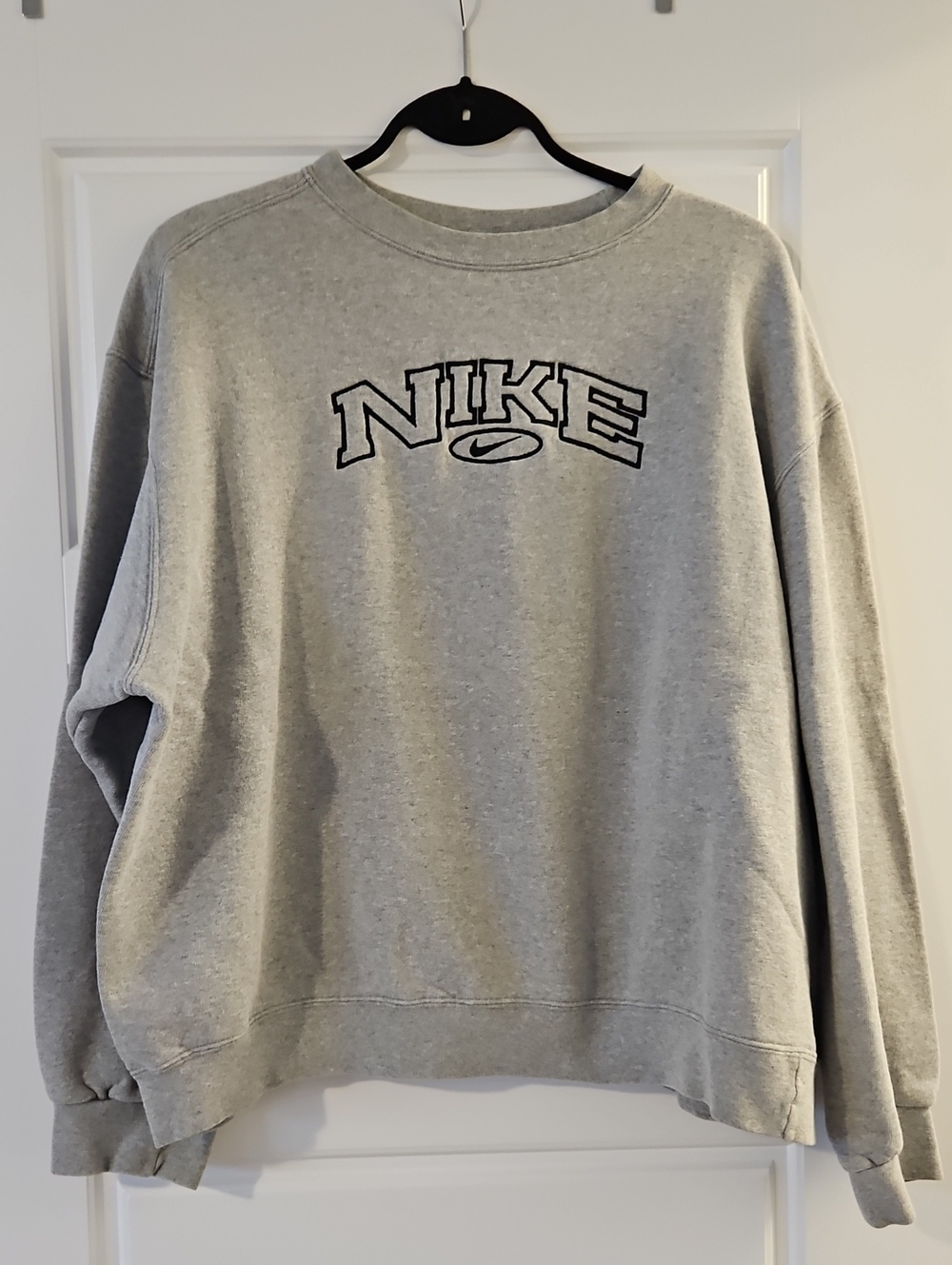 Vintage 90's Nike Light Gray Crewneck Sweatshirt with Black Logo
